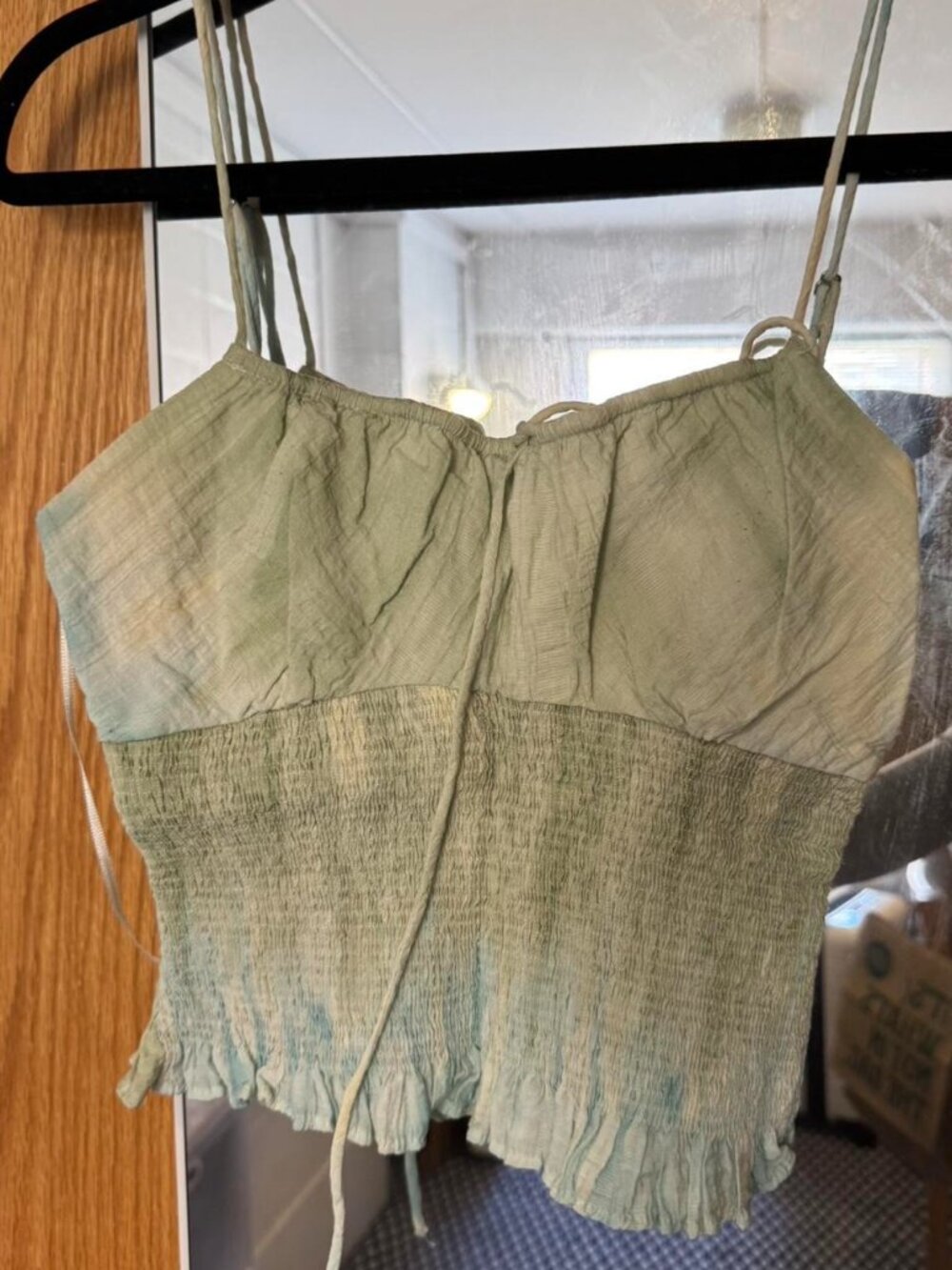 Zara Women's Green and Blue Crop-top